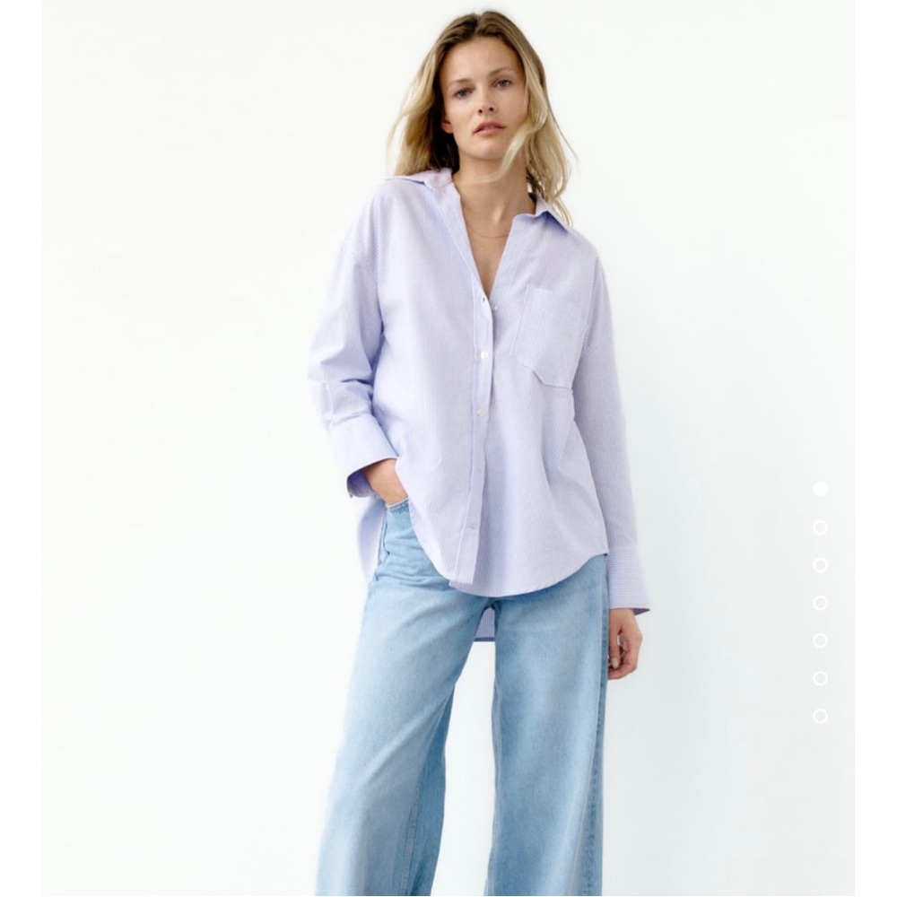 Zara Oversized Oxford Striped Shirt